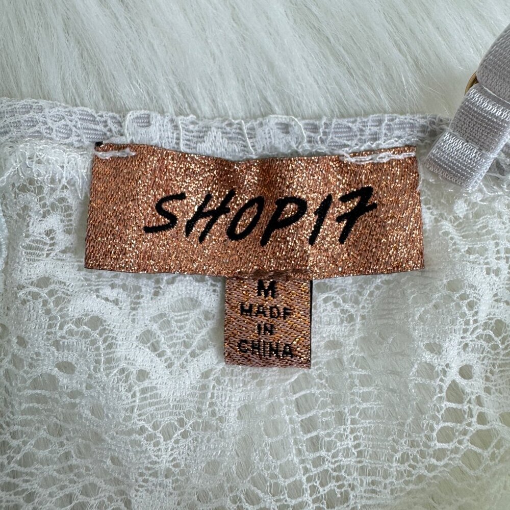 Women's Shop17 Lace Accent Romper Size Medium White - Picture 6 of 14